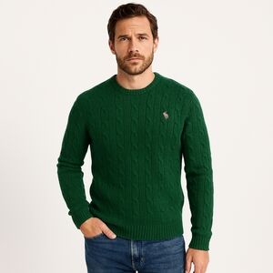 Abercrombie Shetland Wool Cashmere Cable Fisherman's Sweater Men's Medium